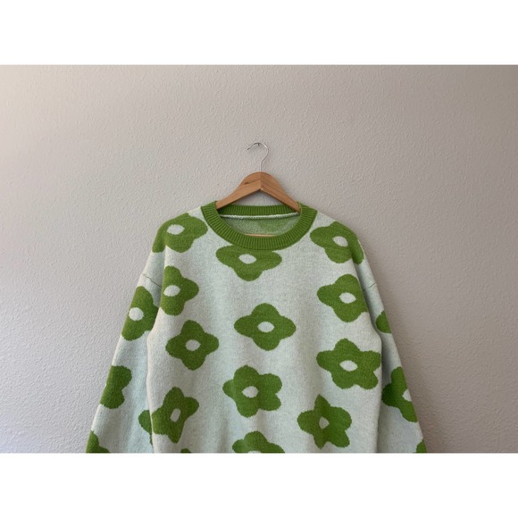Lazy Oaf Green and White Floral Sweater - Picture 3 of 6